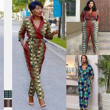 Load image into Gallery viewer, Autumn Robe Africaine 2020 News African Dresses for Women Shoulder Off Dashiki Print Fashion V Neck Jumpsuit Plus Ladies Clothes