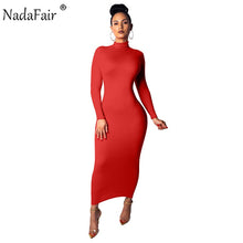 Load image into Gallery viewer, Women Turtleneck Long Sexy Body Con Long Sleeve Solid Midi Dress