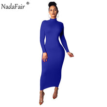 Load image into Gallery viewer, Women Turtleneck Long Sexy Body Con Long Sleeve Solid Midi Dress