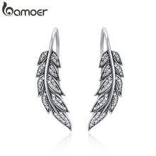 Load image into Gallery viewer, Gorgeous Vintage 925 Sterling Silver Feather Wings Long Drop Earrings for Women