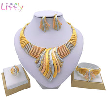 Load image into Gallery viewer, Indian Jewelry Sets Multi color Big Crystal Dubai Gold Jewelry Sets for Women Necklace Earrings