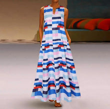 Load image into Gallery viewer, Summer Casual Linen Loose Sleeveless Printed Long Maxi Dress