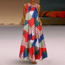 Load image into Gallery viewer, Summer Casual Linen Loose Sleeveless Printed Long Maxi Dress