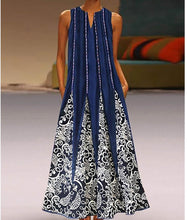 Load image into Gallery viewer, Summer Casual Linen Loose Sleeveless Printed Long Maxi Dress