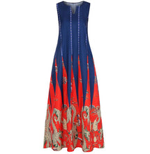 Load image into Gallery viewer, Summer Casual Linen Loose Sleeveless Printed Long Maxi Dress