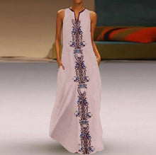 Load image into Gallery viewer, Summer Casual Linen Loose Sleeveless Printed Long Maxi Dress