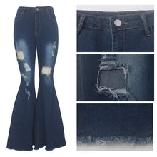 Load image into Gallery viewer, Women Ripped High Waist Wide Leg Bell-Bottoms Jeans