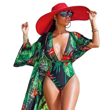 Load image into Gallery viewer, Floral  Print One Piece Beachwear Brazilian Bathing Suit Plus Size Monokini 4XL