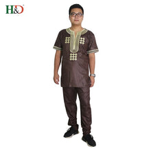 Load image into Gallery viewer, dashiki men african mens suits tops shirts pant 2 pieces set  3xl 4xl