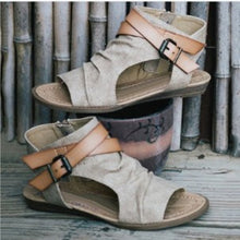 Load image into Gallery viewer, VTOTA Women Sandals Gladiator Peep Toe Buckle Zipper Design Roman Sandals Women Flat Summer Beach Ladies Shoes Chaussure Zapatos