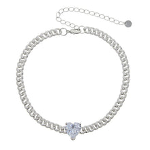 Load image into Gallery viewer, Romantic Pink Iced Out Big Heart Chokers Necklaces Silver/Rose Gold Cuban Link With Mini Cubic Zircon Chain Women Neck Jewelry