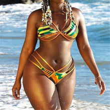 Load image into Gallery viewer, Printed Two-Pieces Brazilian High Waist Bathing Suit African Print