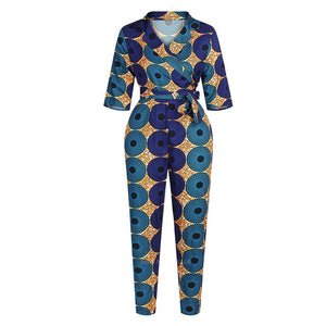 Autumn Robe Africaine 2020 News African Dresses for Women Shoulder Off Dashiki Print Fashion V Neck Jumpsuit Plus Ladies Clothes