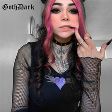 Load image into Gallery viewer, Goth Dark Vintage harajuku Egirl Gothic T-shirts Emo Women Aesthetic 2020 Longsleeve Mesh Embroidery Heart Female Tshirt Chic