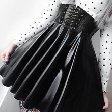 Load image into Gallery viewer, SUCHCUTE Women&#39;s Skirts Gothic Harajuku Bandage Faux Leather Korean Fashion Black Mini Pleated Skirts 2019 Summer Party Pu Saias