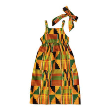 Load image into Gallery viewer, Girls African Clothing Children Bazin Riche Dashiki Fashion Cute Dresses Striped Printed Rompers for Baby with Headband