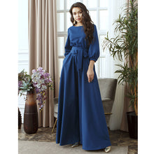 Load image into Gallery viewer, Vintage Bow Tie Long White Lantern Sleeve Women Dress Beautiful