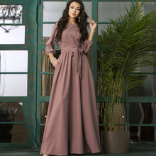 Load image into Gallery viewer, Vintage Bow Tie Long White Lantern Sleeve Women Dress Beautiful