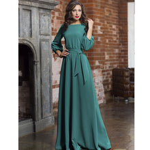 Load image into Gallery viewer, Vintage Bow Tie Long White Lantern Sleeve Women Dress Beautiful
