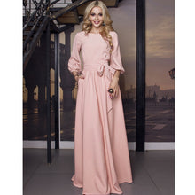 Load image into Gallery viewer, Vintage Bow Tie Long White Lantern Sleeve Women Dress Beautiful