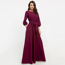 Load image into Gallery viewer, Vintage Bow Tie Long White Lantern Sleeve Women Dress Beautiful