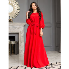 Load image into Gallery viewer, Vintage Bow Tie Long White Lantern Sleeve Women Dress Beautiful