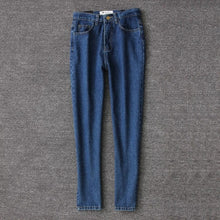 Load image into Gallery viewer, Ladies boyfriend jeans for women mom high waist blue casual pencil denim pants