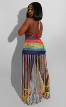 Load image into Gallery viewer, ANJAMANOR Rainbow Crochet Tassel Sexy 2 Piece Set Crop Top and Skirt Beach Party Club Birthday Outfits for Women D48-AC97