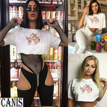 Load image into Gallery viewer, Angel Print Women Short Sleeve Casual Loose T-Shirt Woman Crop Tee Short Tops 2019 Summer Tshirt Streetwear feminina camiseta