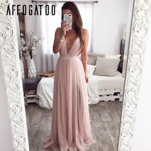 Load image into Gallery viewer, Deep v neck backless summer Lace Evening Maxi Party Women Dress