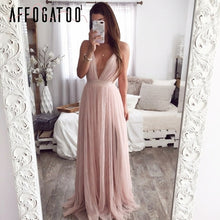 Load image into Gallery viewer, Deep v neck backless summer Lace Evening Maxi Party Women Dress