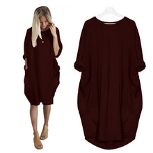 Load image into Gallery viewer, New Arrival O Neck T Shirt Dress With Pockets