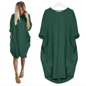 New Arrival O Neck T Shirt Dress With Pockets