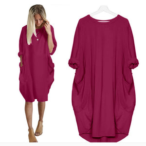 New Arrival O Neck T Shirt Dress With Pockets