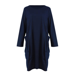 New Arrival O Neck T Shirt Dress With Pockets