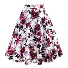 Load image into Gallery viewer, A Line Vintage Floral Skirt 50's Pin up Style Rockabilly Swing Skirts Women Retro High Waist Midi Skirt