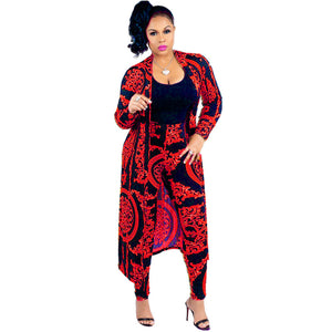 Print Elastic Baggy Pants Rock Style Dashiki Suit For Lady/wome