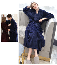 Load image into Gallery viewer, Men Winter Plaid Plus Size Long Coral Fleece Bathrobe