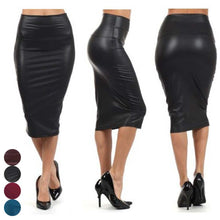 Load image into Gallery viewer, Women High Waist Faux Leather Pencil Skirt Body con Skirt Solid Sexy
