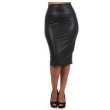 Load image into Gallery viewer, Women High Waist Faux Leather Pencil Skirt Body con Skirt Solid Sexy