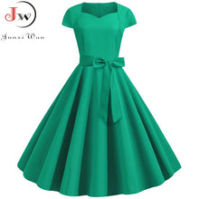 Load image into Gallery viewer, Women Vintage Solid Red Party Dresses &amp; Belt