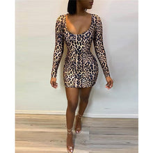 Load image into Gallery viewer, Leopard Print Backless Hollow Out Party Body con Mini Dress