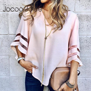 Casual Loose Mesh Blouse Pink Street