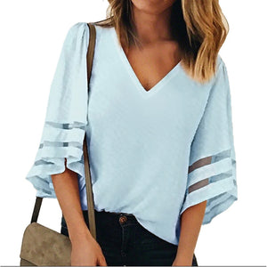 Casual Loose Mesh Blouse Pink Street