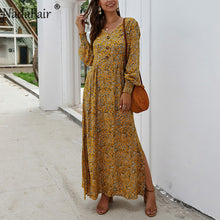 Load image into Gallery viewer, Lantern Long Sleeve Vintage Floral Maxi Summer Women Dress