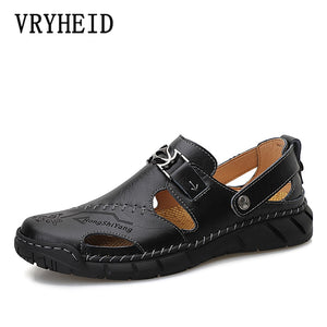 VRYHEID Big Size 38-50 New Summer Men Sandals 2020 Leisure Beach Men Casual Shoes High Quality Genuine Leather The Men's Sandals