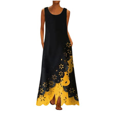 Load image into Gallery viewer, Bohemian Summer Sleeveless Print Round Neck Beach Women Dress