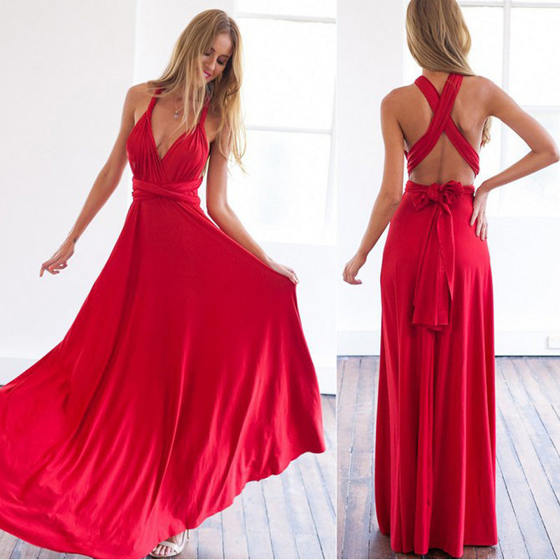 Sexy Long Bridesmaid Hollow Out Party Dress