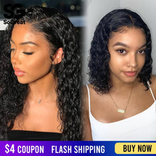 Load image into Gallery viewer, Short Bob Lace Front Human Hair Wigs Brazilian Curly Human Hair Wig For Black Women hd Frontal afro deep water wave Long Wig