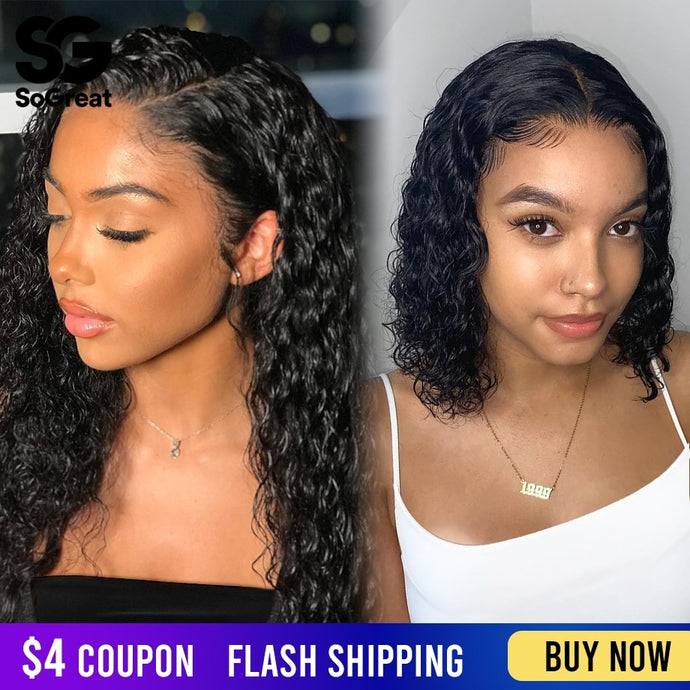 Short Bob Lace Front Human Hair Wigs Brazilian Curly Human Hair Wig For Black Women hd Frontal afro deep water wave Long Wig